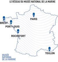 Carte de France du réseau du musée et ses 6 sites 