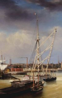 Vue du Port de Rochefort Huile sur toile