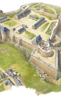 Dessin du château en 1590 Dessin du château vu de haut