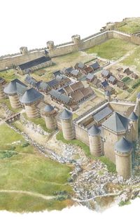 Dessin du château en 1380 Dessin du château vue de haut