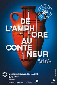 Visuel d'une amphore rouge sur fond bleu 