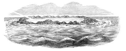 Illustration ancienne montrant une scène de navigation et d’observation scientifique, avec un navire au mouillage et des figures humaines au premier plan.