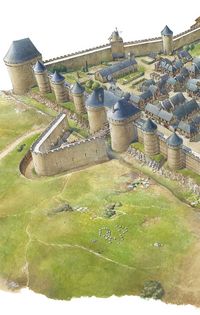 Dessin du château en 1480 Dessin du château vue de haut