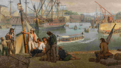 Vue du port de Brest, prise de la cale de la Vieille Intendance, au moment de l’embarquement du général Hoche